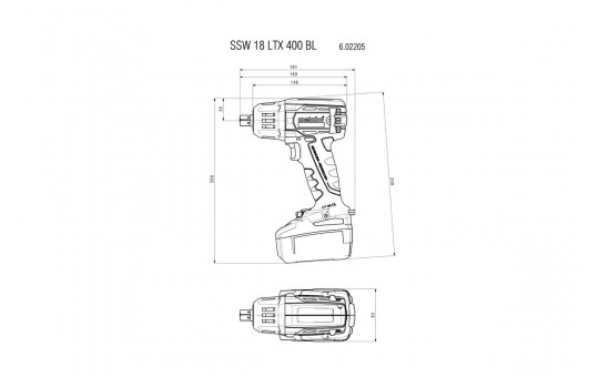 Снимка Гайковерт акум. ударен 400 Nm METABO SSW 18 LTX 400 BL 2x5.2Ah