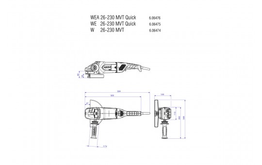 Снимка Ъглошлайф 230mm 2600W METABO WE 26-230 MVT QUICK