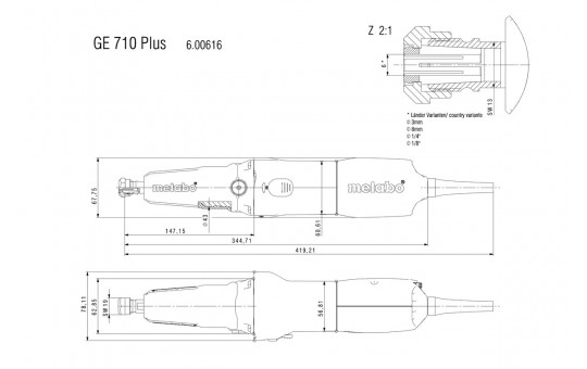 Снимка Шлайф прав удължен 710W рег. обороти METABO GE 710 PLUS