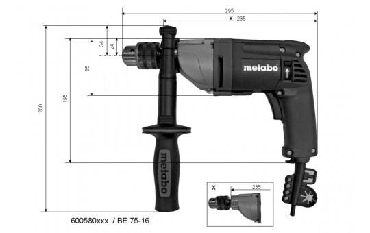 Снимка Бормашина 750W 75Nm METABO BE 75-16 ZKBF