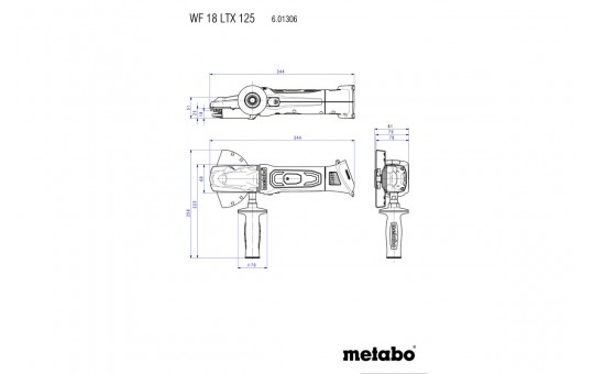 Снимка Ъглошлайф акум. с плоска глава 125mm METABO WF 18 LTX 125 QUICK SOLO