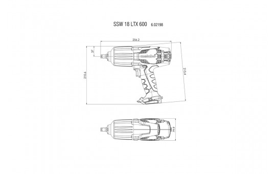 Снимка Гайковерт акум. ударен 600 Nm METABO SSW 18 LTX 600 2X5.2AH