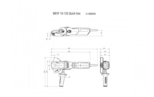 Снимка Ъглошлайф с плоска глава 125mm 1000W METABO WEVF 10-125 Quick Inox